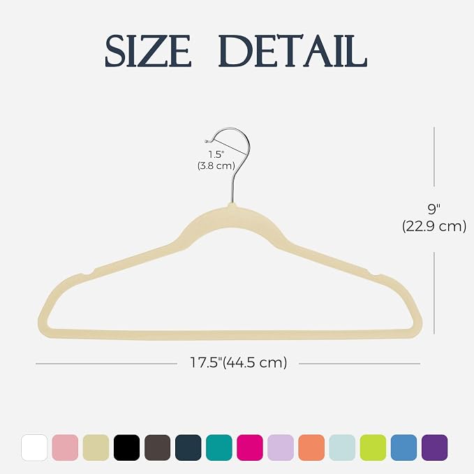 HOUSE DAY Beige Velvet Hangers 20 Pack, Non Slip Clothes Felt Hanger Heavy Duty for Coat, Premium Slim Space Saving Suit Hangers for Closet Organizer, 360° Rotating Silver Hook - Image 7