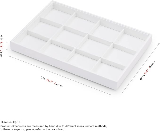Oirlv Premium White Leather Stackable Jewelry Tray 12 Grid Jewelry Drawer Organizer Trays for Bracelets Earrings - Image 9
