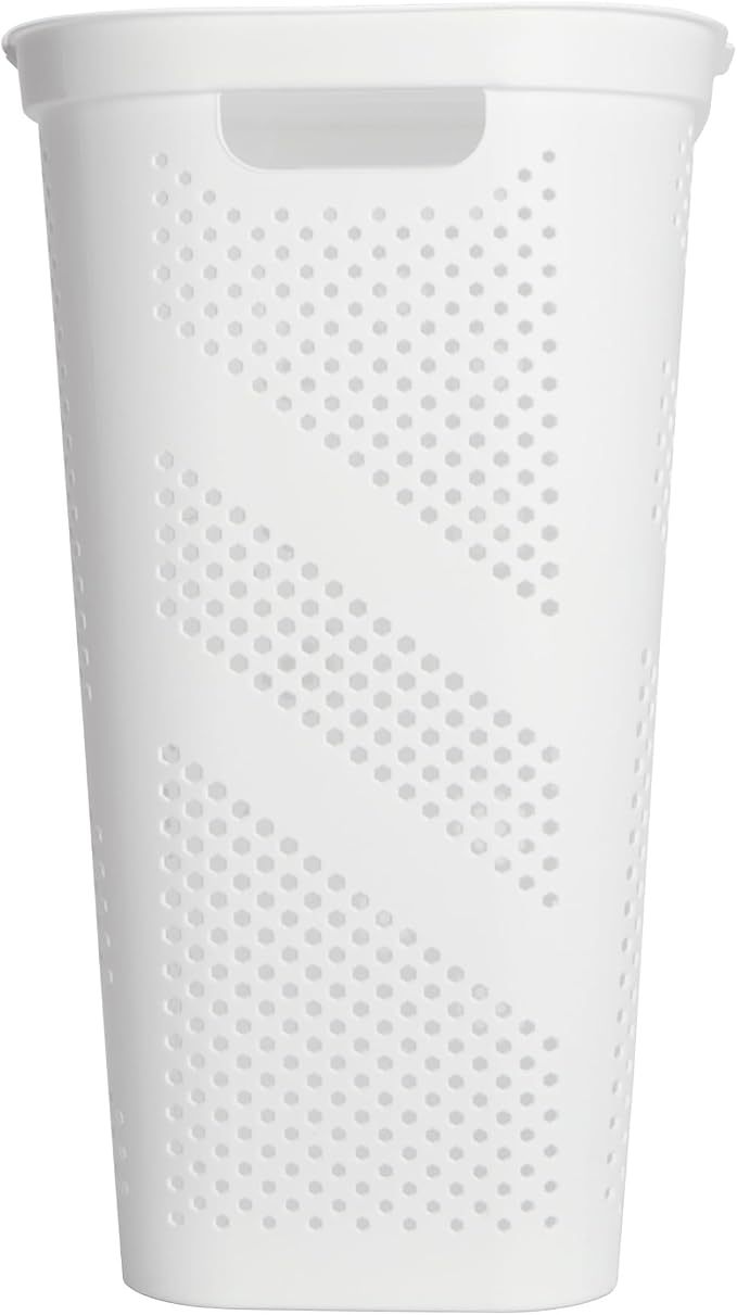 24" Plastic Hinged-Lid Rectangle Laundry Hamper, All Ages, White - Image 2