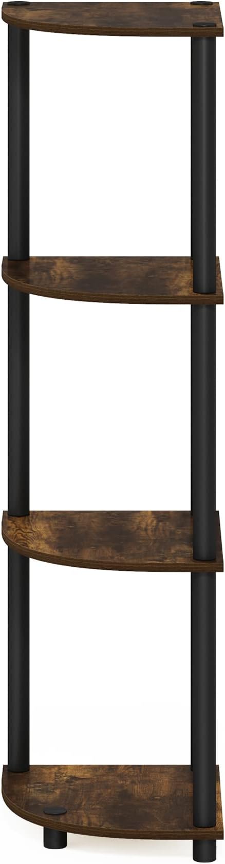 Furinno TURN-N-TUBE Corner Shelf, 4-Tier Corner Bookshelf, Display Storage Shelves with Open Shelves, for Organization and Storage, Living Room, Home Office, Garage, Amber Pine - Image 6