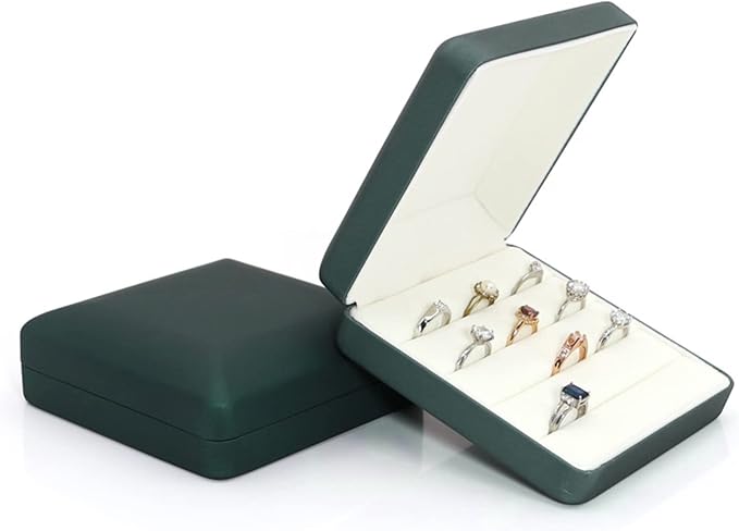 Small Ring Organizer Box, Portable Rings Jewelry Holder Case, Modern Ring Storage Tray Fit for Women, Girl for Travel (Green) - Image 3