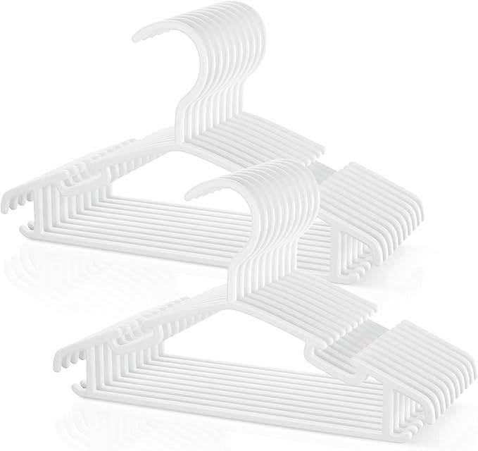Kids Plastic Hangers, Baby Clothes Hangers for Closet 20 Packs Non-Slip Toddler Hanger for Infant Child Clothing Pants Coats Skirts (White) by VILICK