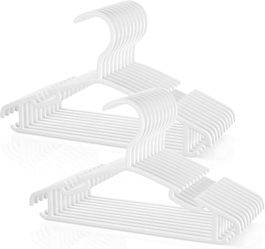 Kids Plastic Hangers, Baby Clothes Hangers for Closet 20 Packs Non-Slip Toddler Hanger for Infant Child Clothing Pants Coats Skirts (White) by VILICK