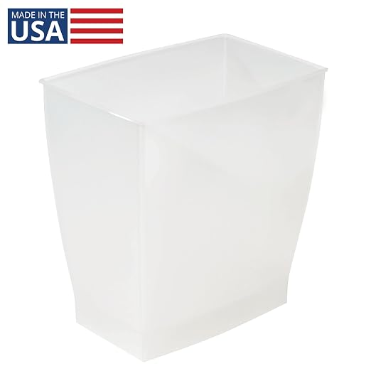 iDesign Small Plastic Bathroom Trash Can, Slim Rectangle Garbage Bin for Bedroom, Office, Dorm, Clear Frost - Image 2