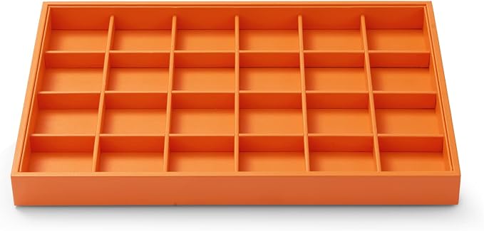 Oirlv Luxury Leather Ring Tray 24 Grid Jewelry Drawer Organizer Stackable Jewelry Trays Ring Earring Storage by Oirlv