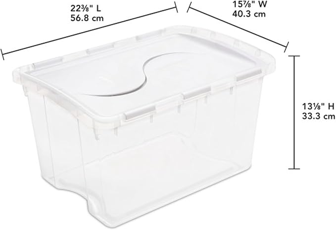 Sterilite 6-Pack Stackable Storage Bin with Lid, Clear Plastic Design, 48 Quart - Image 2