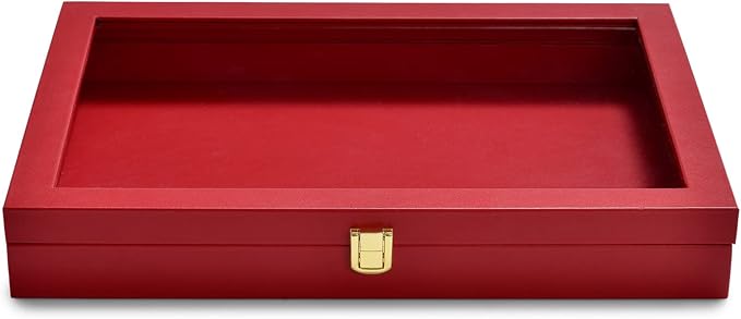 Oirlv Premium Red Leather Jewelry Tray with Acrylic Lid Jewelry Organizer Case Showcase Jewelry Display Organizer Box - Image 4