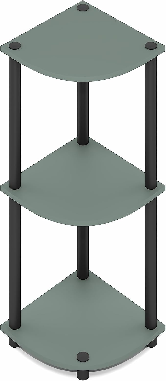 Furinno Turn-N-Tube Corner Shelf, 3-Tier Corner Bookshelf, Display Storage Shelves with Open Shelves, for Organization and Storage, Living Room, Home Office, Garage, Sage Green - Image 5