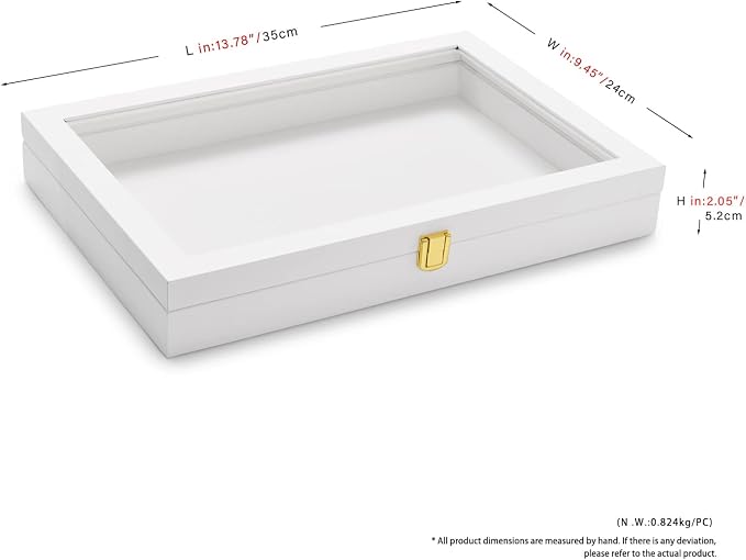 Oirlv White Jewelry Organizer Tray with Acrylic Lid Premium Leather Jewelry Box with Transparent Lid Drawer Insert Big Necklace Display Case(Flat Tray) - Image 5