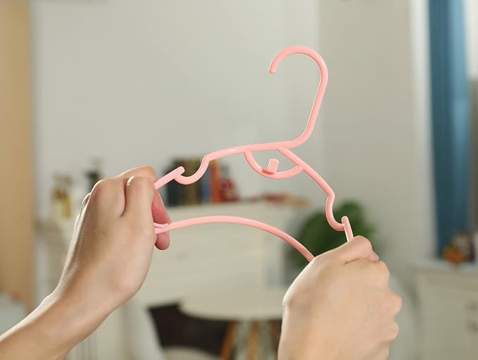 60pcs Grey Baby Nursery Closet Hangers,Non-Slip Laundry Infant Pant Hanger for Newborn Clothes,Stackable Hangers,Save Space Ultra-Thin Child Coat Hanger for Girl Boy Toddler Kids - Image 5