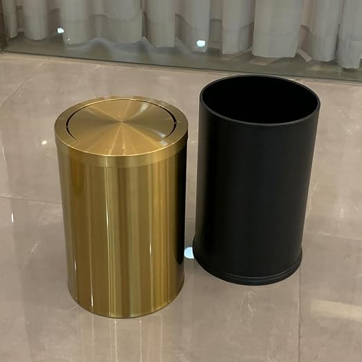 9 Liter/2.4 Gallon, Gold Trash can with Swing lid, Brass Small Trash can, Gold Trash Bin with Lid for Office, Living Room,Bathroom，Restaurant Bathroom - Image 8