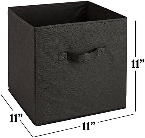 Handy Laundry Foldable Cube Storage Bins - 6 Pack - Decorative Fabric Storage Cubes are Collapsible & Great Organizer for Shelf, Closet or Underbed. Convenient for Clothes or Kids Toy Storage (Black) - Image 4