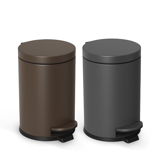 Cesun 1.2 Gallons Small Brown Trash Can, Bathroom Garbage Can with Lid and Foot Pedal, Mini Round Wastebasket for Bathroom, Bedroom, Office, 4.5 Liters / 1.2 Gallons, Brown - Image 7