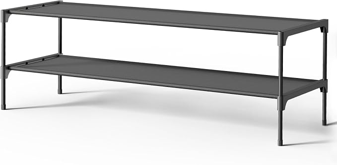 Kitsure Shoe Rack - Non-Woven Shoe Rack Shelf, Shoe Organizer for Closet, Entryway, Garage & Corridor, Stackable Shoe Shelves, 36.2" Wide - 2 Tier, Black by Kitsure