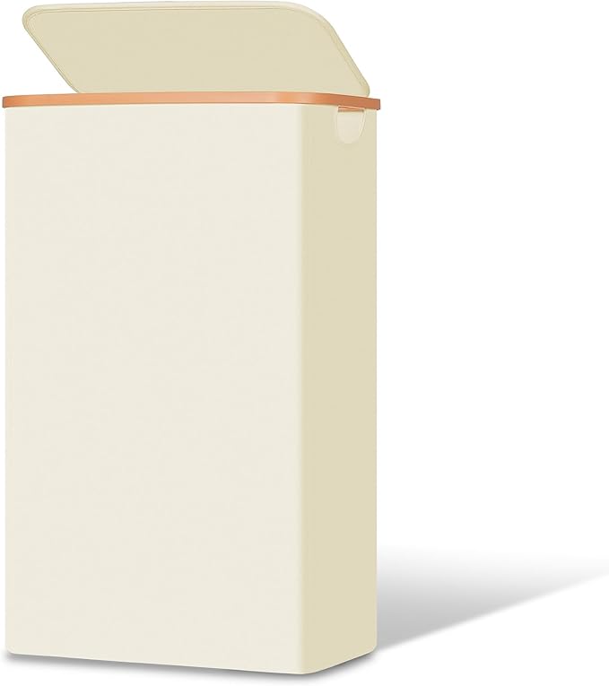 Vincona Slim Laundry Basket with Lid, Narrow Dirty Clothes Hampers for Laundry with Handle, Skinny Laundry Bin for Laundry Room, Dorm, Bedroom and Bathroom, 19.8 Gallon (75L) Beige by Vincona