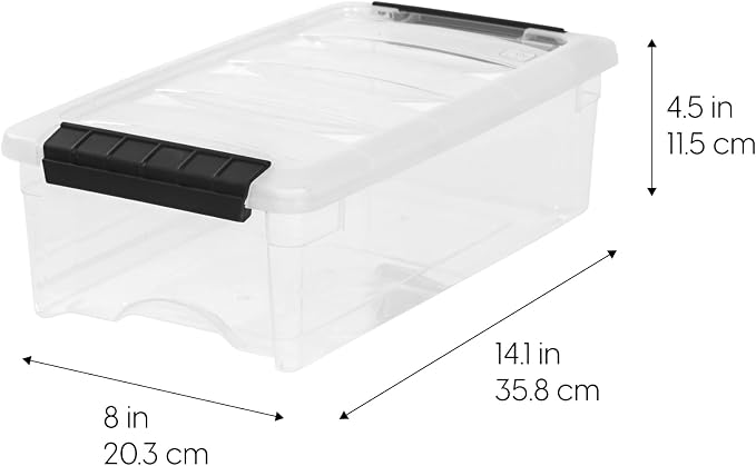 IRIS USA 6 Qt Stackable Plastic Storage Bins with Lids, 10 Pack - BPA-Free, Made in USA - Discreet Organizing Solution, Latches, Durable Nestable Containers, Secure Pull Handle - Pearl - Image 2