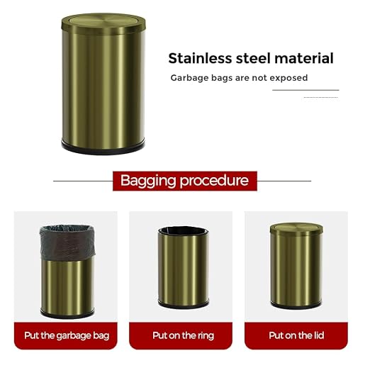 9L/2.4Gal Antique Bronze Bathroom Trash Can, Small Flip Garbage Can with Lid,Brushed,Single-Layer,Trash Bin for Laundry，Hotel，Office， Laundry Room (Bronze) - Image 6