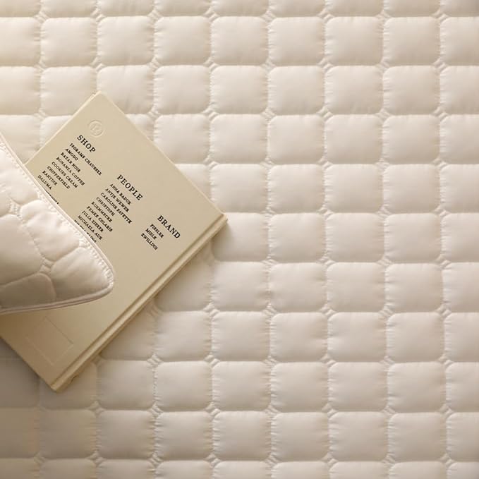 Quilted 100% Cotton Mattress Cover – 6 Colors, Machine Washable, Breathable & Stretchy, Fits up to 16-Inch Deep, Twin/Full/Queen/King (Ivory, Twin)