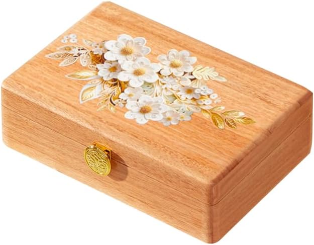 Travel Jewelry Case Small Wood Jewelry Organizer Jewelry Box for Women (Pine Wood Print C) by KAOTGOT