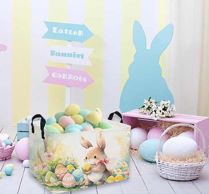 Easter Basket for Kids Gift - Rectangular Toy Storage Basket Organizer Bin Box Room Decor for Home(Color Easter) - Image 6