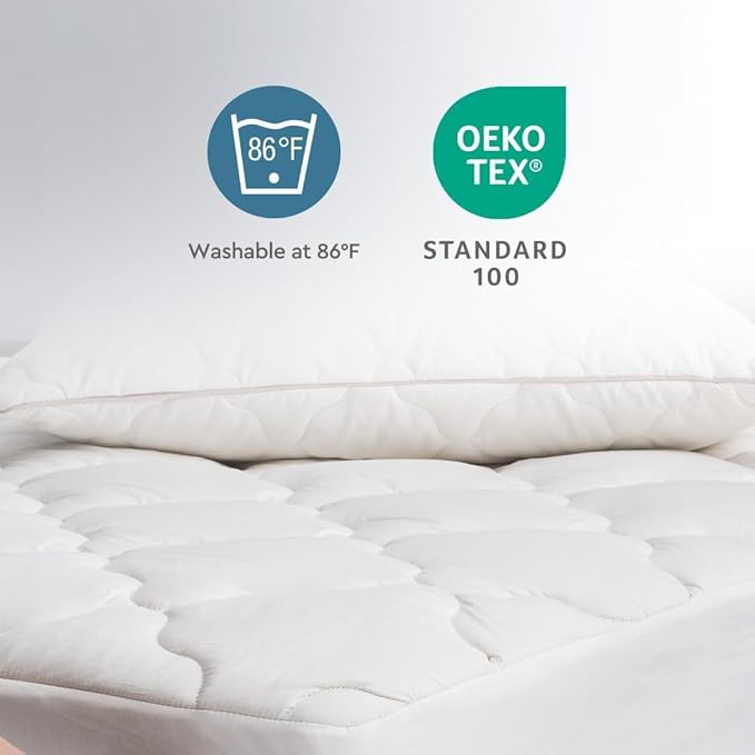 YATAS BEDDING Wool Mattress Protector, Mattress Cover with 100% Cotton Cover & Special Certificated Wool Filling, Bed Cover and Protector, (Cal King Size - 18'' Depth) - 71"x85"