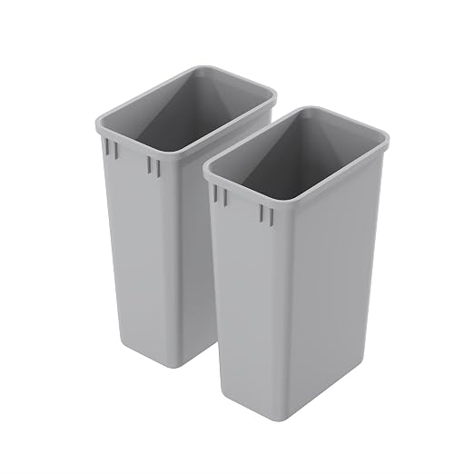 Dowell 2 Pack 50Qt Wastebasket Trash Container, 9/13Gal, Plastic, Stackable, for Kitchen/Bathroom/Office, Fits Under Sink/Desk - Grey (2, 50 QT) by DowellKitchenBath