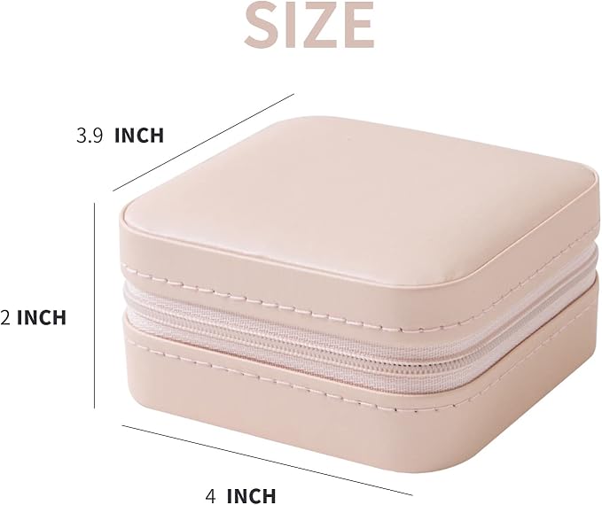 KElofoN Travel jewelry case Travel jewelry box Travel Jewelry Organizer Small box Gift for Girls Women with Mirror(Pink) - Image 2