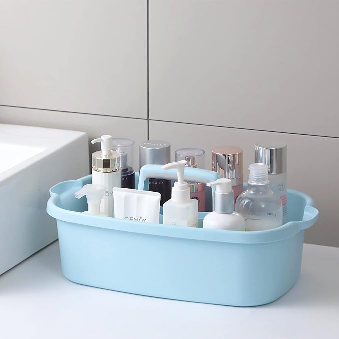 Large Cleaning Supplies Caddy Portable Shower Basket Supply Organizer with Handle Plastic Bucket Tool Storage for Bathroom, Bedroom, Kitchen, College Dorm, Garden, Blue 2 Pack - Image 2