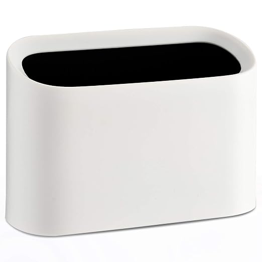 SUBEKYU 0.4 Gal Mini Countertop Trash Can, Small Desktop Garbage Can for Office, Tiny Wastebasket, Plastic, White by SUBEKYU