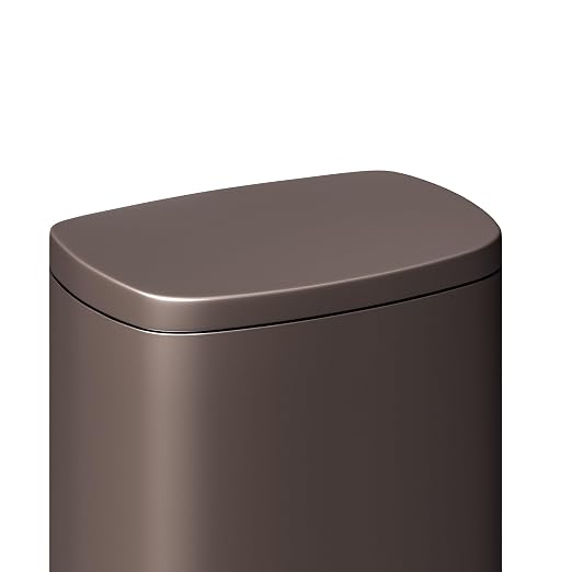 Garvee 13 gal (50 L) and 2.6 gal (10 L) Metal Trash Can Combo Set, Rustproof Garbage Can with Lid, Step-on Trash Bin with Inner Bucket, Rear Handle, Brown - Image 9