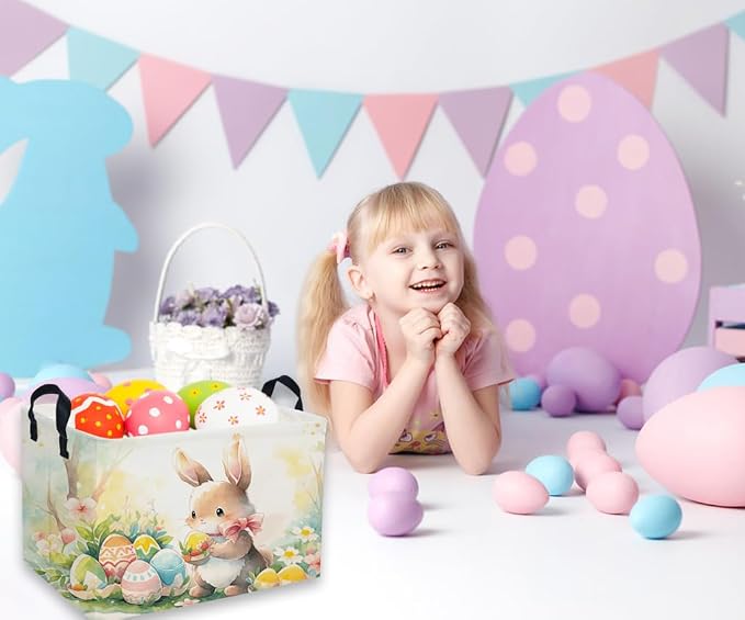 Easter Basket for Kids Gift - Rectangular Toy Storage Basket Organizer Bin Box Room Decor for Home(Color Easter) - Image 4
