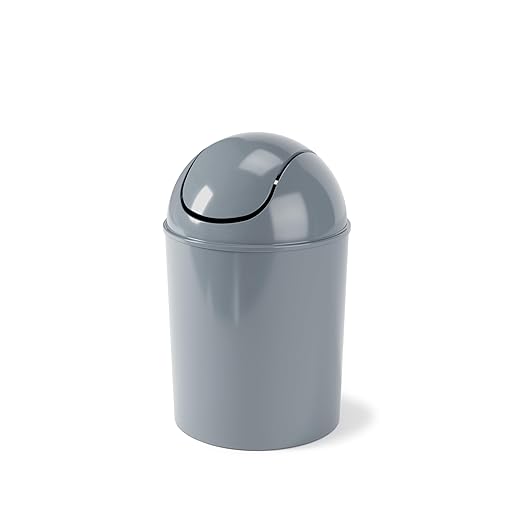 Umbra 1.25 Gallon Mini Waste Can with Removable Swing-Top Lid - Small Garbage Bin for Kitchen, Bathroom, Bedroom, Office - Compact Trash Can Fit Under Tables & Counters - Steel Blue by Umbra