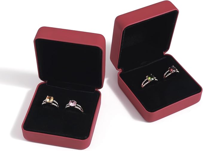 Velvet Ring Gift Box, Small Jewelry Earring Studs Holder Case for Wedding Day, Proposal, Engagement, Anniversary, Ring Display Storage Box for Women Girl (Red S) - Image 6