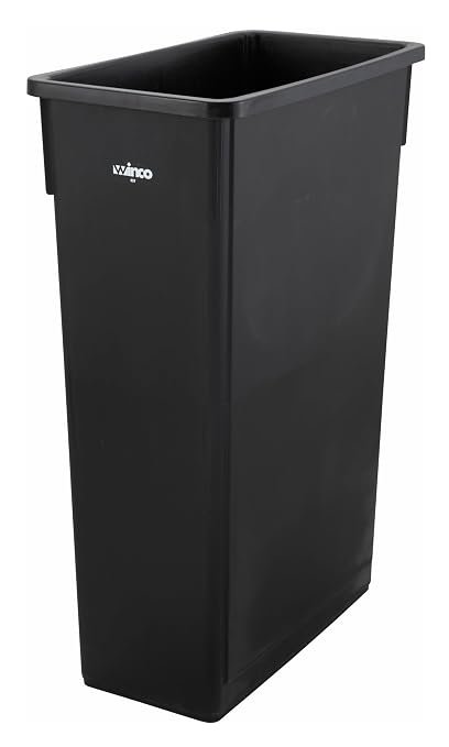 Winco Slender Trash Can, 23-Gallon, Black by Winco