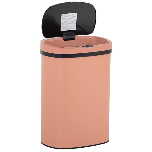 BestOffice | 13 Gallon Stainless Steel Trash Can with Lid | Pink | Automatic Touchless Garbage Can | Odor Control | Modern Oval Design | Easy to Clean | Fits Any Kitchen, Bathroom, Office or Home by BestOffice