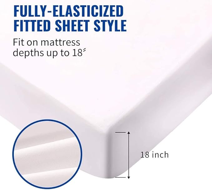 Mecerock 6 Colors Navy Blue King Size Waterproof Mattress Protector Washable Mattress Cover Fitted to 18" Deep