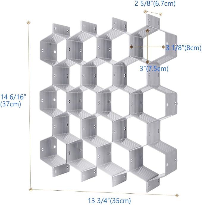 Poeland Drawer Divider Organizer DIY Plastic Grid Honeycomb Drawer Divider Gray 2 Pack - Image 6