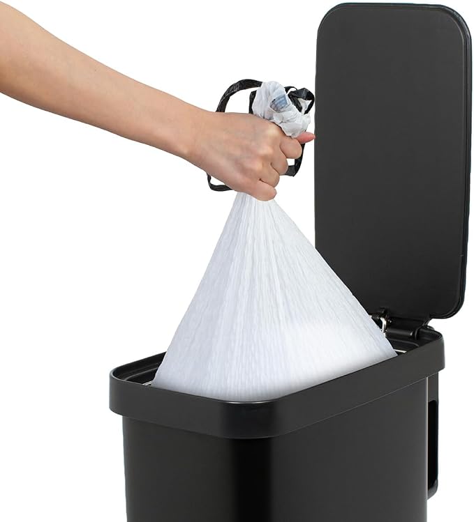 Glad Slim Trash Can with Clorox Odor Protection - Narrow Kitchen Garbage Bin with Soft Close Lid, Step On Foot Pedal and Waste Bag Roll Holder, Black, 12 Gallon/45 Liter - Image 7