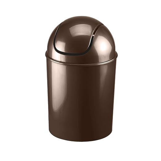 Umbra 1.25 Gallon Mini Waste Can with Removable Swing-Top Lid - Small Garbage Bin for Kitchen, Bathroom, Bedroom, Office - Compact Trash Can Fit Under Tables & Counters - Bronze by Umbra