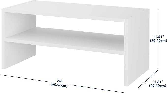Whitmor Wood Stackable 2-Shelf Shoe Rack, White, 24 inches - Image 3