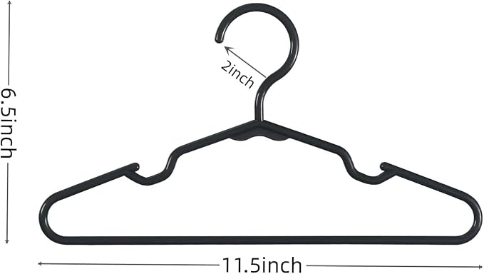 60 pcs Black Baby Nursery Closet Hangers,Non-Slip Laundry Infant Pant Hanger for Newborn Clothes,Ultra-Thin Child Coat Hanger for Girl Boy Toddler Kids - Image 2