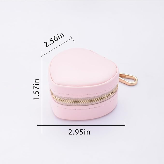 Heart Shape Ring Holder Keychain, Mini Travel Jewelry Case for Wedding Ring, Sports & Vacation, Portable Zipper Clutch Organizer for Earrings Necklace, Premium Gift for Women Girls (Pink) - Image 9
