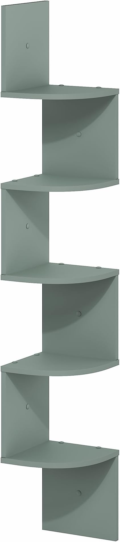Furinno Rossi Floating Book Shelves for Wall, 5-Tier Zigzag Corner Shelf Wall Mounted, Radial Corner Floating Shelf, for Living Room, Bedroom, Bathroom, Home Office, Sage Green - Image 5