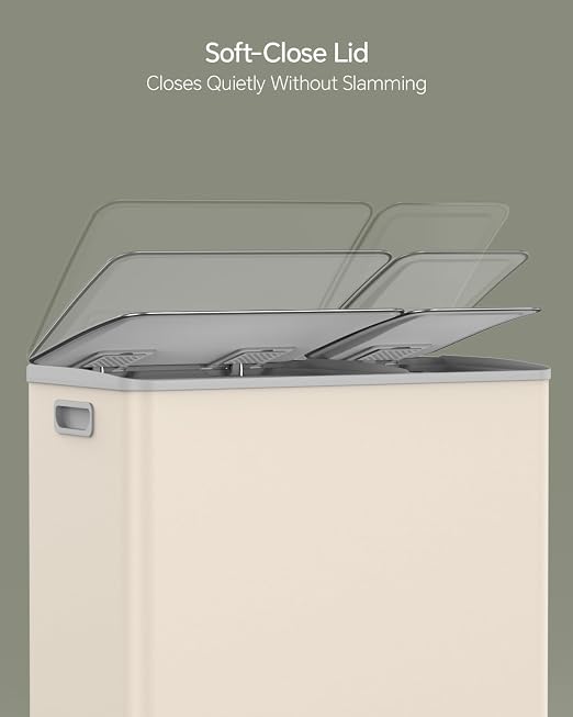 Lovewind Dual Trash and Recycling Bins for Kitchen, 13+6 Gallon Stainless Steel Garbage and Recycle Bin Combo for Large Families, Dual Trash Can with Soft Close Lid & Magnetic Stickers, Apricot - Image 5