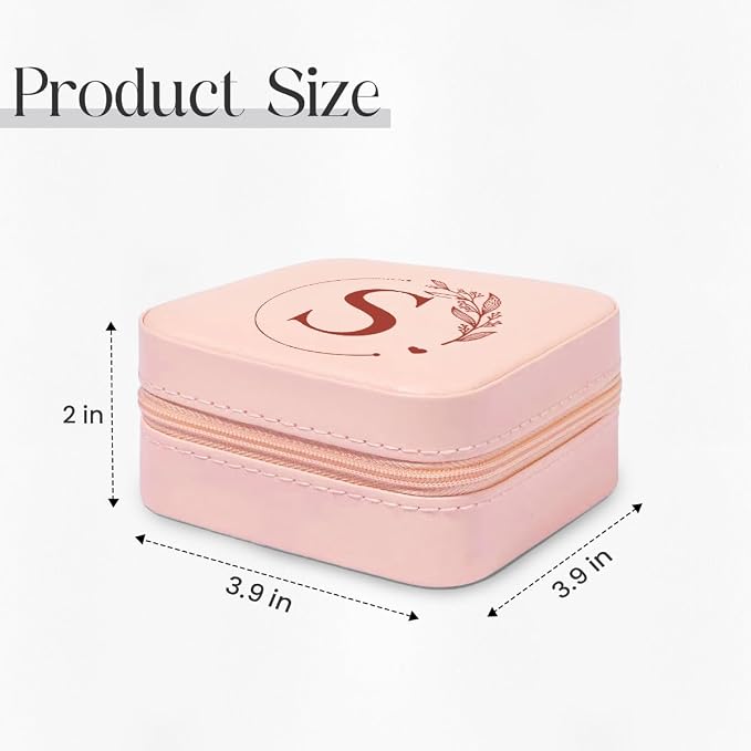 SANDJEST Personalized Jewelry Box, Pink Small Travel Jewelry Box with Initial S, Monogrammed Jewelry Case Organizer for Girls Women Teen, Mini Travel Essentials Gifts for Christmas Birthday - Image 2