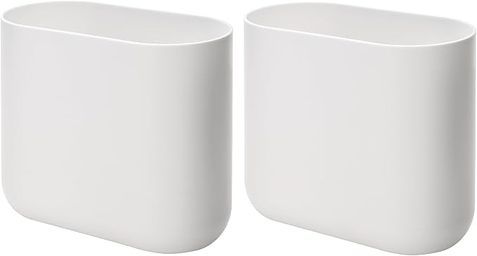 iDesign Small Slim Plastic Bathroom Trash Can, Garbage Can for Bedroom, Office, Desk, Dorm, 2-Pack, White by iDesign