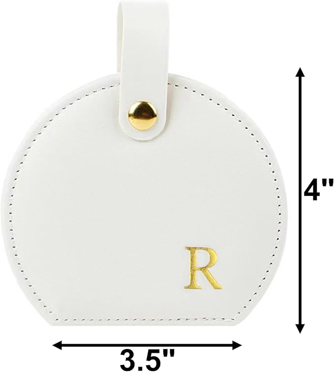 Travel Jewelry Case,Personalized Jewelry Box,Elegant Half-Moon Design with Personalized Golden Initial Case,Personalized Gifts for Women,Jewelry organizer;Personalized Gifts for Women or Friends(R) - Image 2