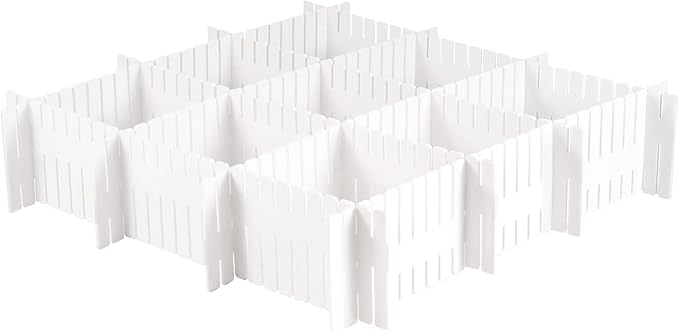 MUKCHAP 72-Piece DIY Grid Drawer Organizer - 12.6 Inch Adjustable Drawer Dividers for Sock, Underwear, Scarf - 36 White, 36 Pink - Image 4