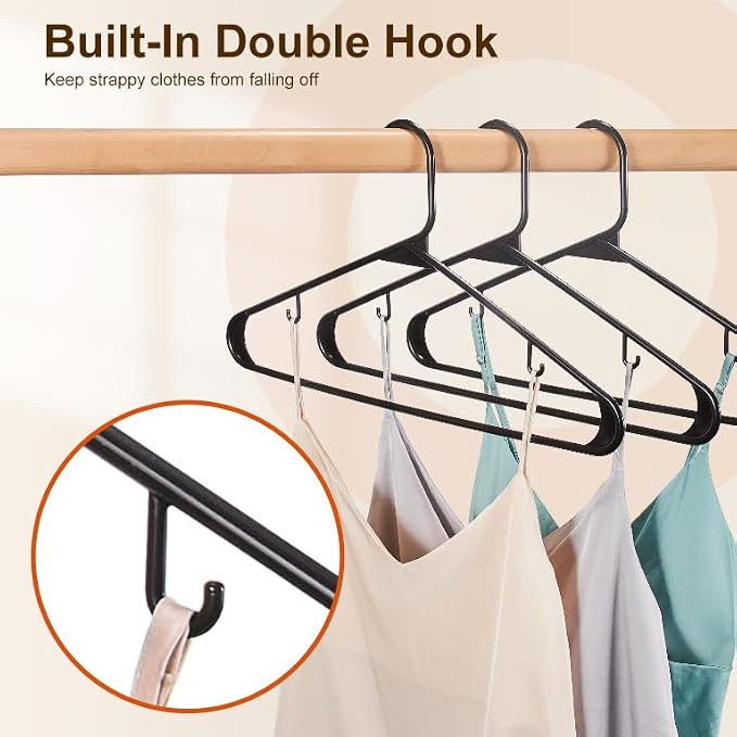 HOUSE DAY 1000 Pack Plastic Clothes Hangers, Commercial Bulk Shipment for Business, Sturdy Durable Lightweight Hanger Black Ideal for Retail Dry Cleaners Warehouses, Save Cost & Warehouse Space - Image 3