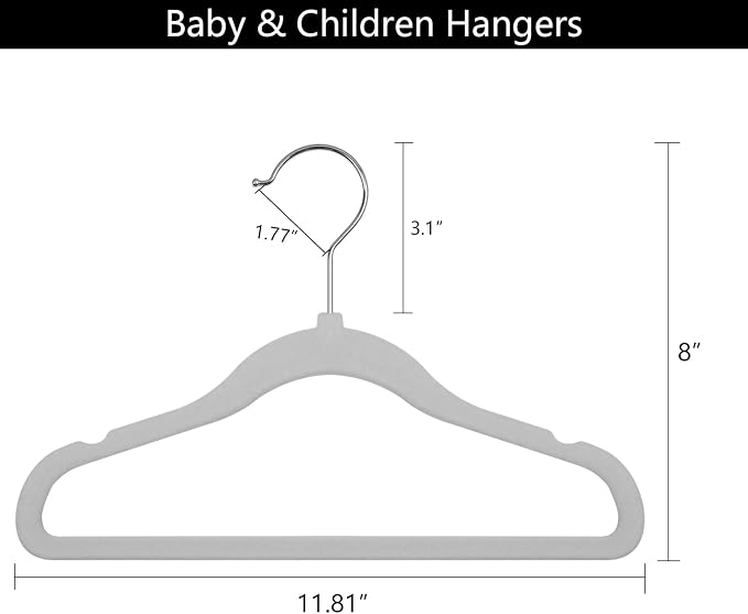 GoodtoU Baby Hangers Velvet 20 Pack Kids Non Slip Hangers Childrens Hanger for Kids Grey - Image 2